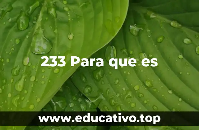 233 Para que es