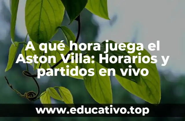 A qué hora juega el Aston Villa: Horarios y partidos en vivo