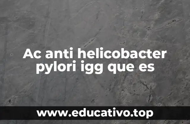 Ac anti helicobacter pylori igg que es