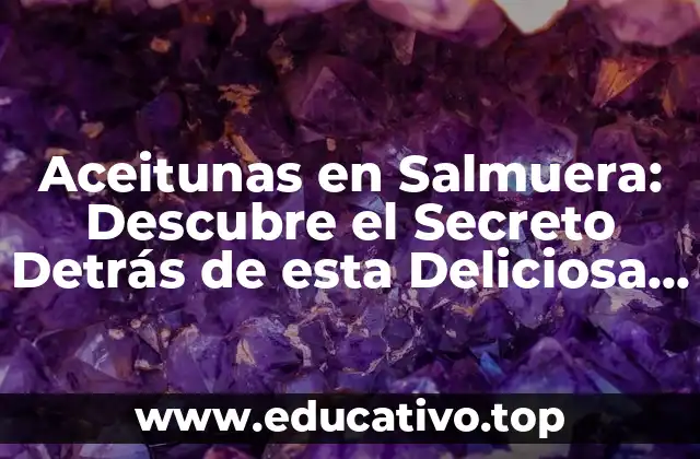 Aceitunas en Salmuera: Descubre el Secreto Detrás de esta Deliciosa Conserva