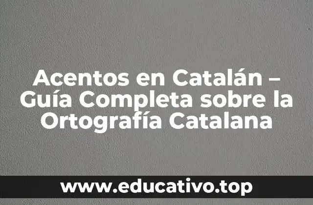Acentos en Catalán – Guía Completa sobre la Ortografía Catalana