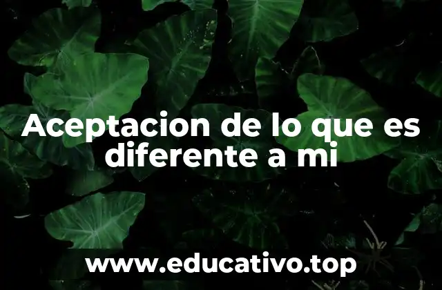 Aceptacion de lo que es diferente a mi