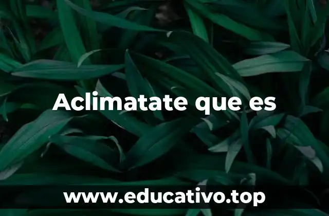 Aclimatate que es