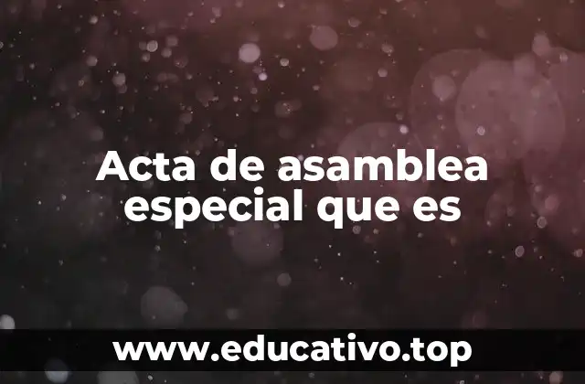 Acta de asamblea especial que es