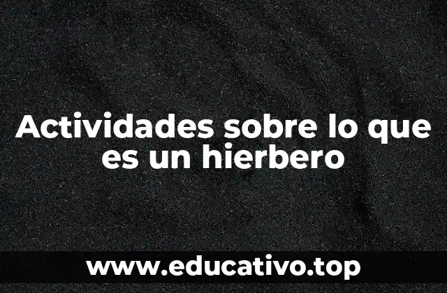Actividades sobre lo que es un hierbero