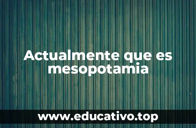 Actualmente que es mesopotamia
