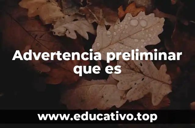 Advertencia preliminar que es