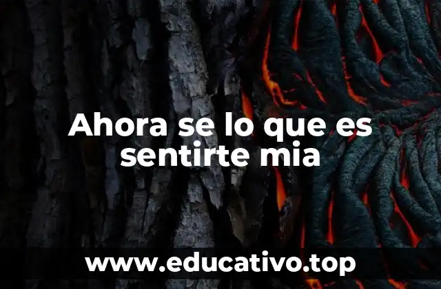 Ahora se lo que es sentirte mia