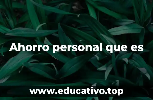 Ahorro personal que es