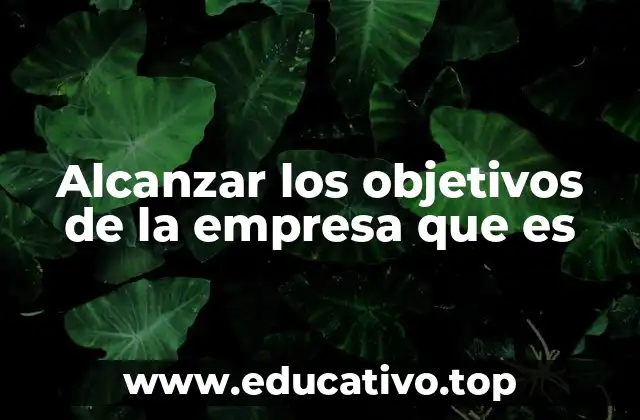Alcanzar los objetivos de la empresa que es