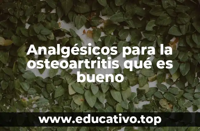 Analgésicos para la osteoartritis qué es bueno