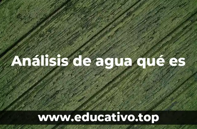 Análisis de agua qué es