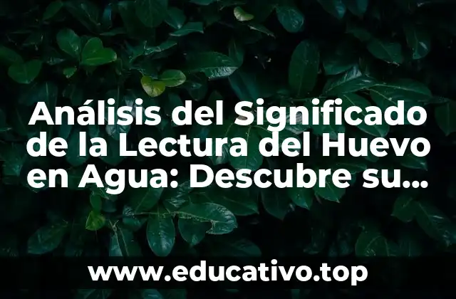 Análisis del Significado de la Lectura del Huevo en Agua: Descubre su Verdadero Propósito
