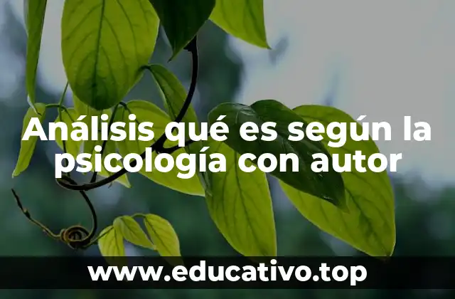 Análisis qué es según la psicología con autor