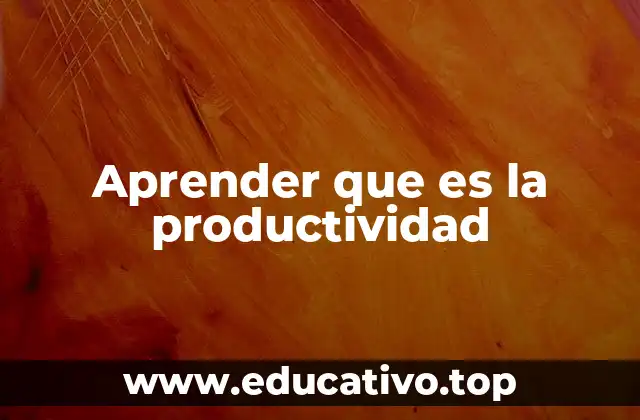 Aprender que es la productividad