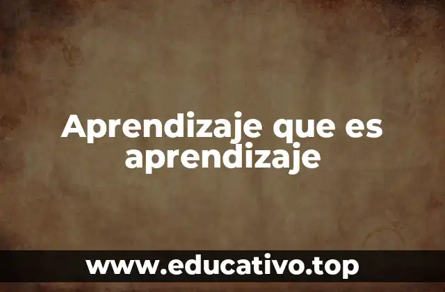 Aprendizaje que es aprendizaje