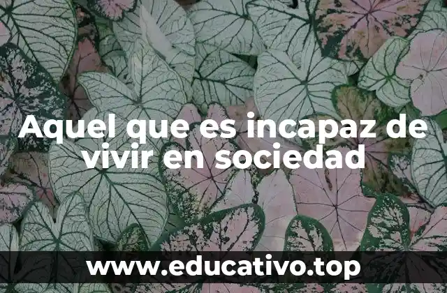 Aquel que es incapaz de vivir en sociedad