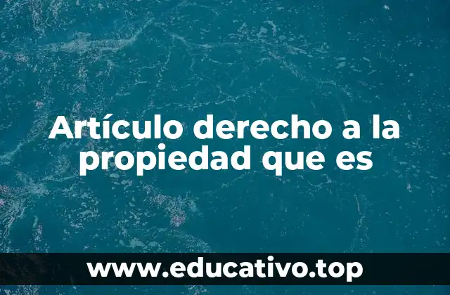 Artículo derecho a la propiedad que es