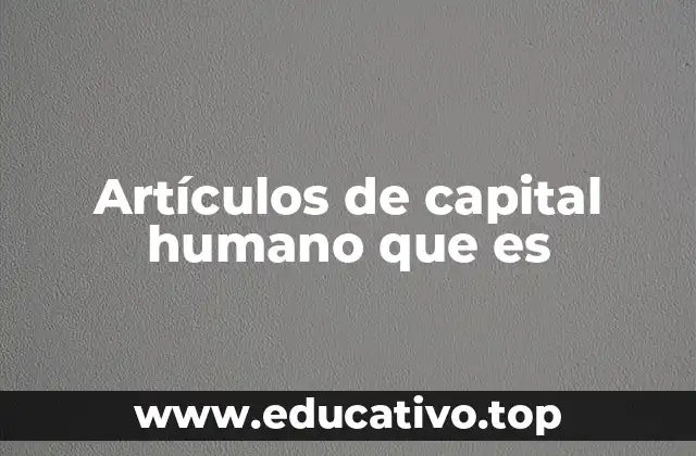 Artículos de capital humano que es