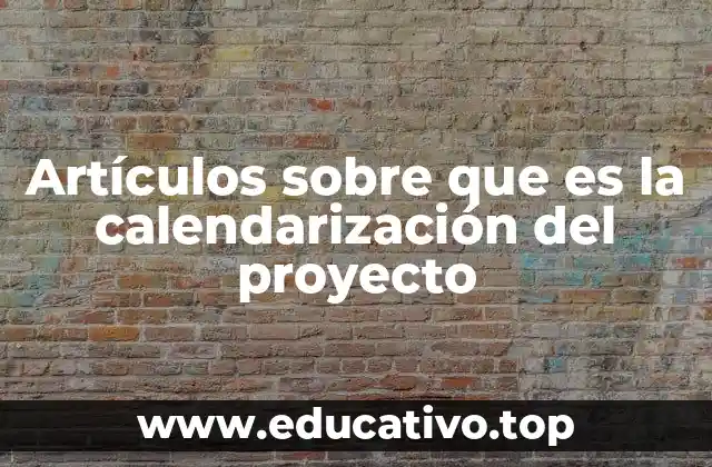 Artículos sobre que es la calendarización del proyecto