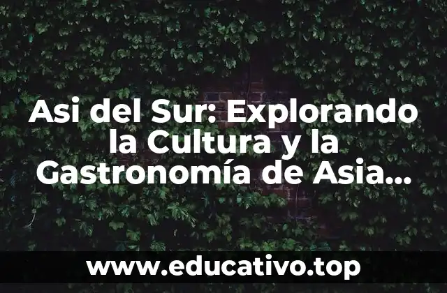 Asi del Sur: Explorando la Cultura y la Gastronomía de Asia Meridional