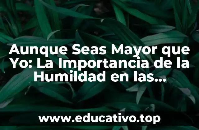 Aunque Seas Mayor que Yo: La Importancia de la Humildad en las Relaciones