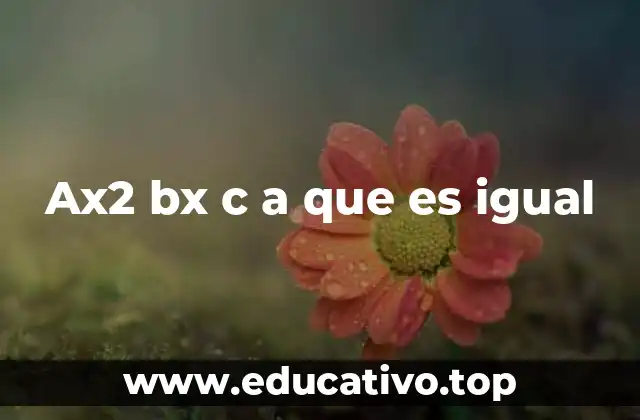 Ax2 bx c a que es igual