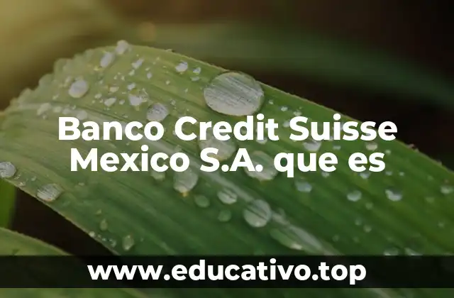 Banco Credit Suisse Mexico S.A. que es