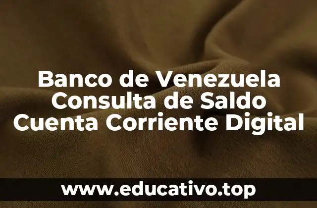 Banco de Venezuela Consulta de Saldo Cuenta Corriente Digital
