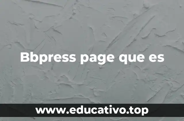 Bbpress page que es