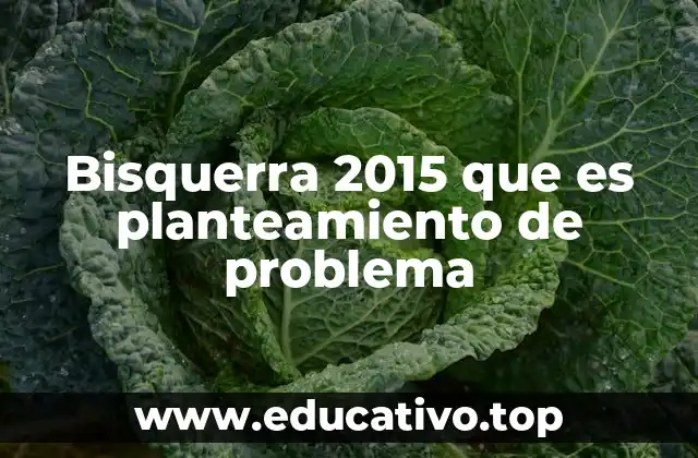 Bisquerra 2015 que es planteamiento de problema