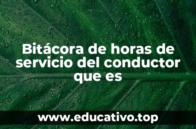 Bitácora de horas de servicio del conductor que es
