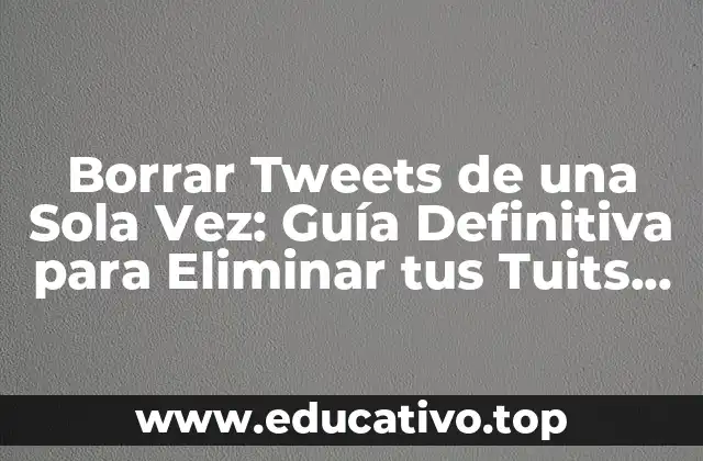 Borrar Tweets de una Sola Vez: Guía Definitiva para Eliminar tus Tuits Pasados