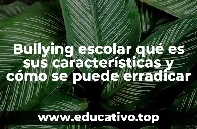 Bullying escolar qué es sus características y cómo se puede erradicar