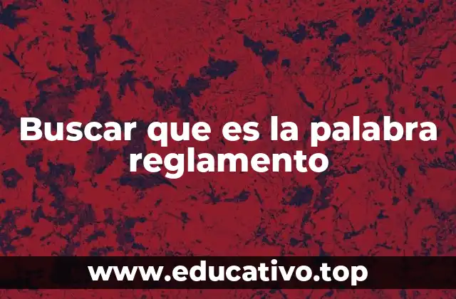 Buscar que es la palabra reglamento