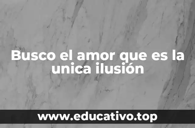 Busco el amor que es la unica ilusión
