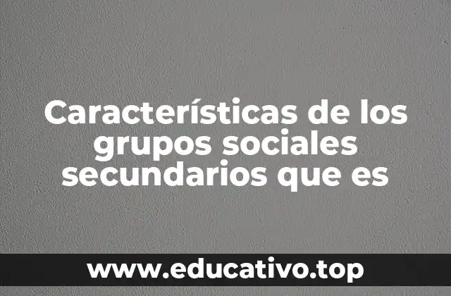 Características de los grupos sociales secundarios que es