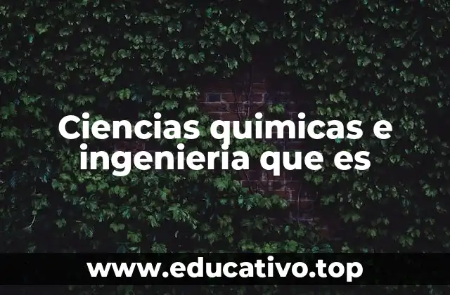 Ciencias quimicas e ingenieria que es