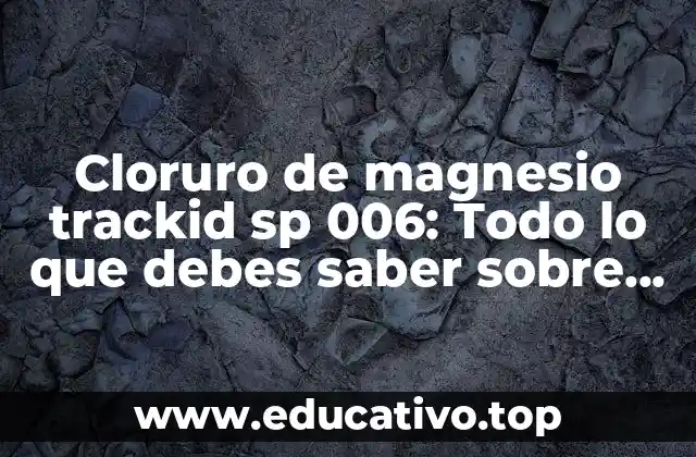 Cloruro de magnesio trackid sp 006: Todo lo que debes saber sobre este importante compuesto químico