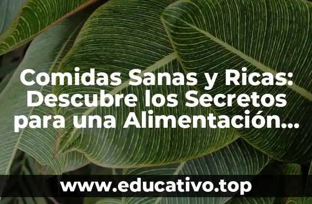 Comidas Sanas y Ricas: Descubre los Secretos para una Alimentación Equilibrada