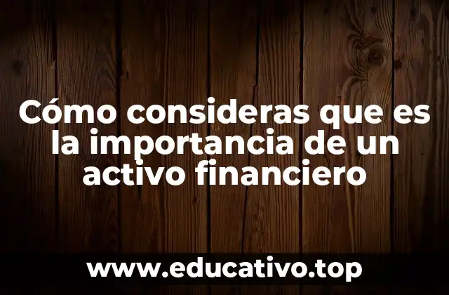 Cómo consideras que es la importancia de un activo financiero