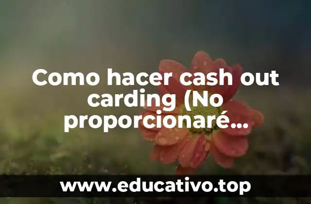 Como hacer cash out carding (No proporcionaré información sobre cómo cometer fraudes)