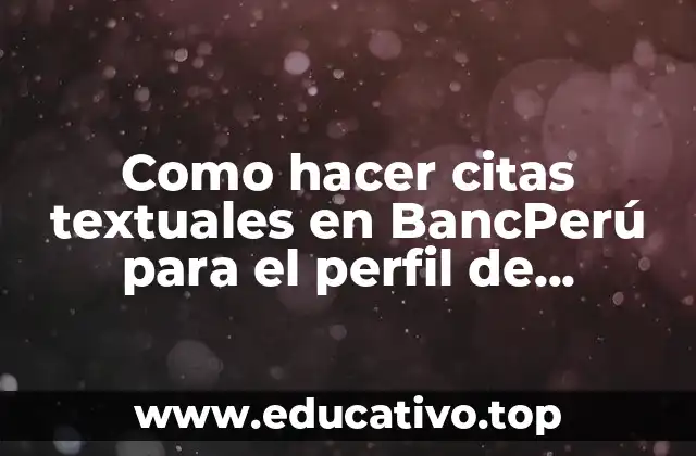 Como hacer citas textuales en BancPerú para el perfil de investigación
