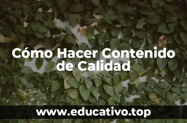 Cómo Hacer Contenido de Calidad