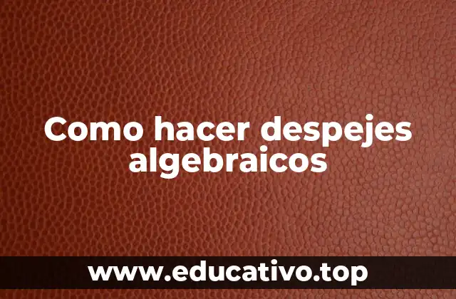 Como hacer despejes algebraicos