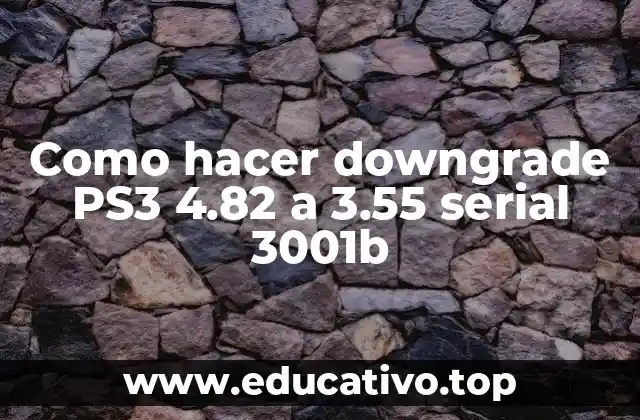 Como hacer downgrade PS3 4.82 a 3.55 serial 3001b