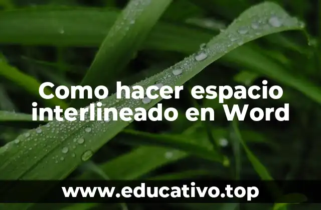 Como hacer espacio interlineado en Word