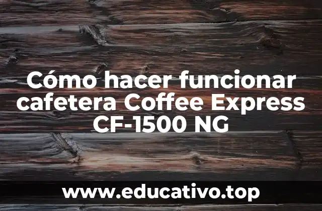 Cómo hacer funcionar cafetera Coffee Express CF-1500 NG