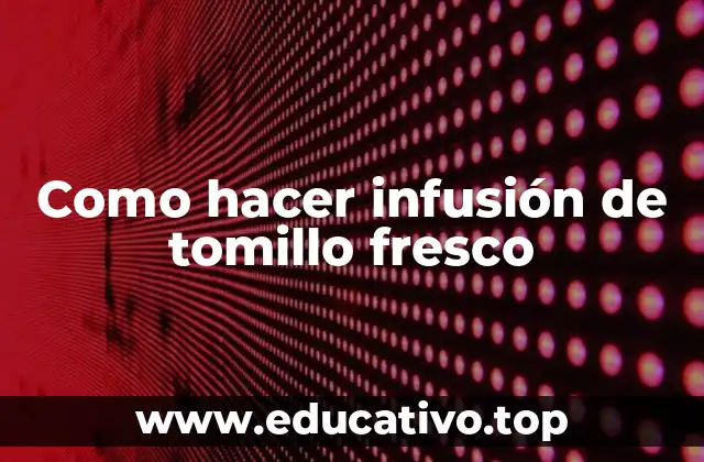 Como hacer infusión de tomillo fresco