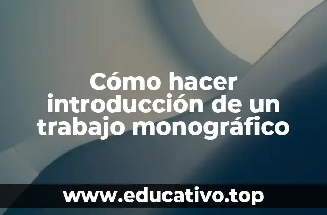 Cómo hacer introducción de un trabajo monográfico